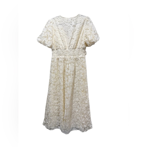 Baltic Born Edwina Lace Midi Dress Cream Ivory puff Sleeves Size XL - Picture 4 of 9
